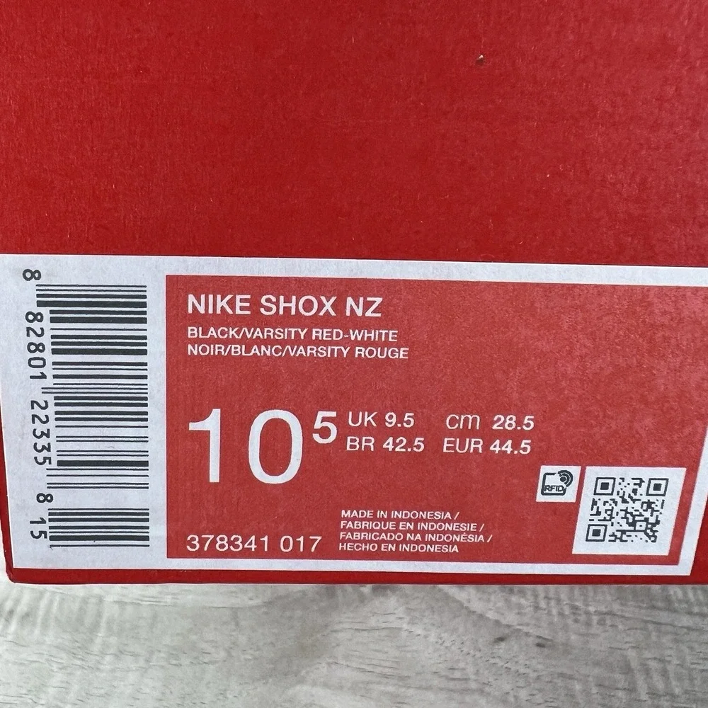 Nike Shox NZ (378341 017) Black Varsity Red New Mens Size 10.5